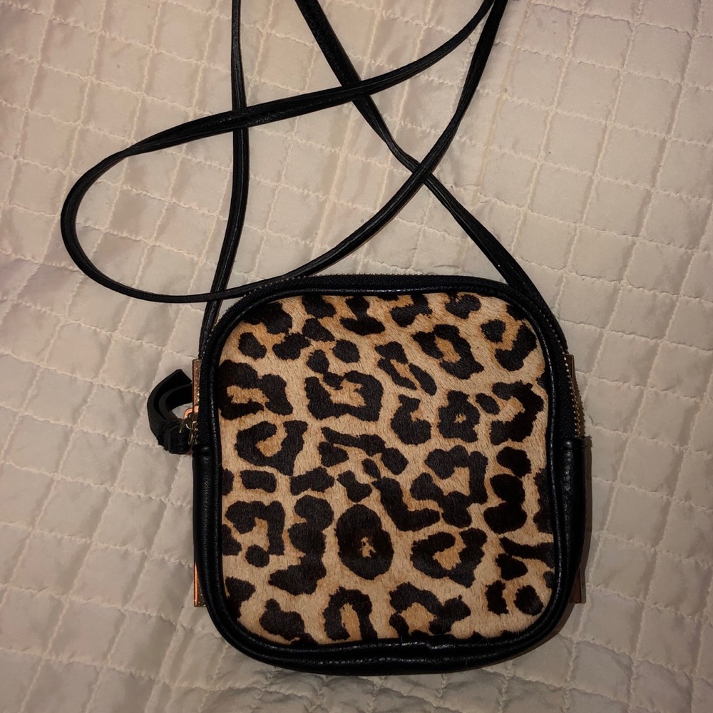 Kate Landry Cheetah Crossbody with double zipper